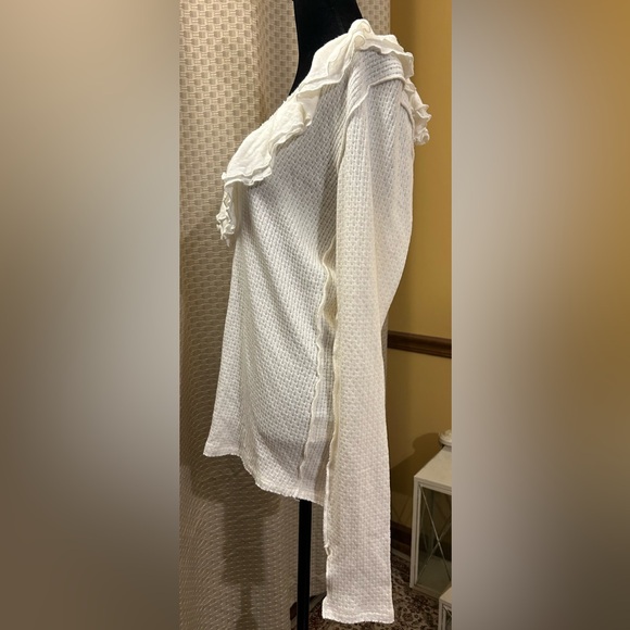Free People Bennet Elegant White Ruffled Women's Top - Picture 4 of 7